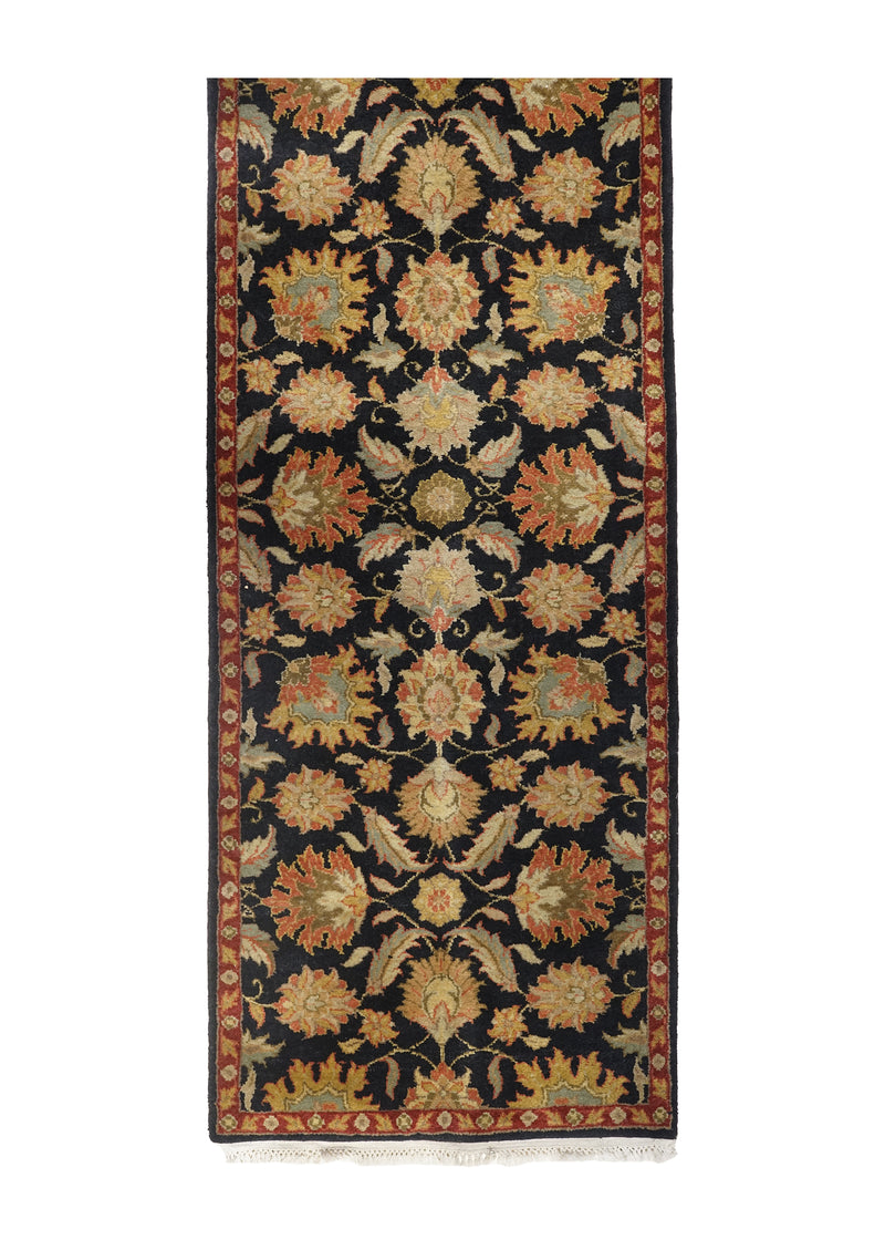 A28085 Oriental Rug Indian Handmade Runner Transitional 2'6'' x 16'3'' -3x16- Green Red Blue Tea Washed Floral Design
