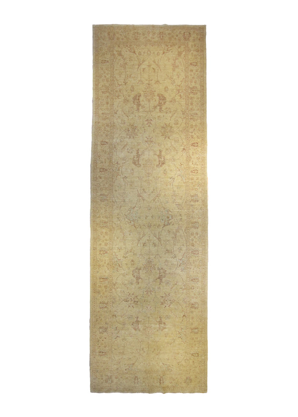 A28095 Oriental Rug Pakistani Handmade Runner Transitional Neutral 4'10'' x 15'3'' -5x15- Whites Beige Silver Wash Floral Oushak Design