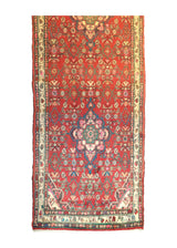 A28139 Persian Rug Hamadan Handmade Runner Tribal 3'8'' x 9'10'' -4x10- Red Floral Design