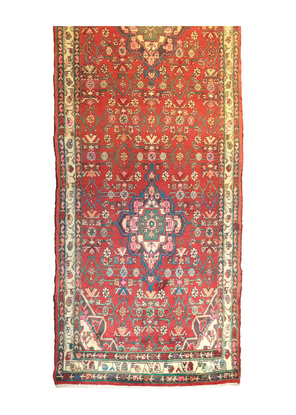 A28139 Persian Rug Hamadan Handmade Runner Tribal 3'8'' x 9'10'' -4x10- Red Floral Design