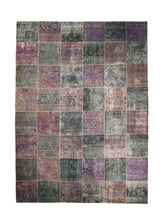A28160 Persian Rug Tabriz Handmade Area Vintage Antique 8'9'' x 12'0'' -9x12- Green Purple Patchwork Geometric Design