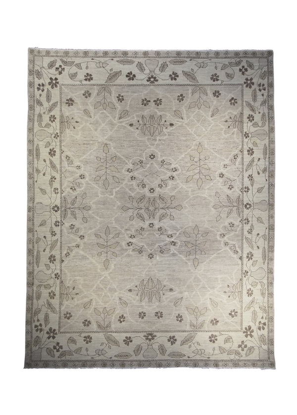 A28178 Oriental Rug Afghan Handmade Area Transitional Neutral 8'9'' x 11'2'' -9x11- Whites Beige Brown Malayer Floral Natural Design
