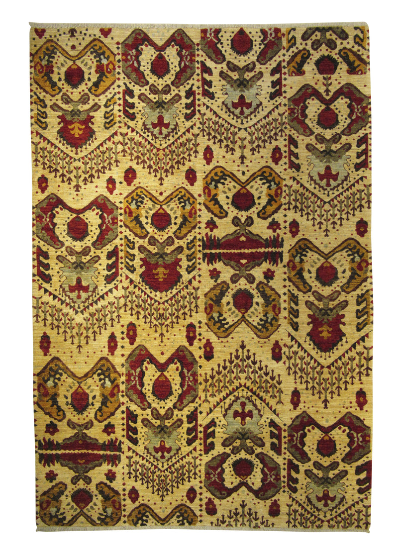 A28185 Oriental Rug Pakistani Handmade Area Transitional 5'12'' x 8'11'' -6x9- Whites Beige Multi-color Red Floral Design