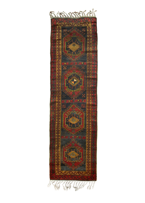 A28208 Oriental Rug Turkish Handmade Runner Tribal 3'5'' x 11'9'' -3x12- Gray Red Geometric Design.jpg