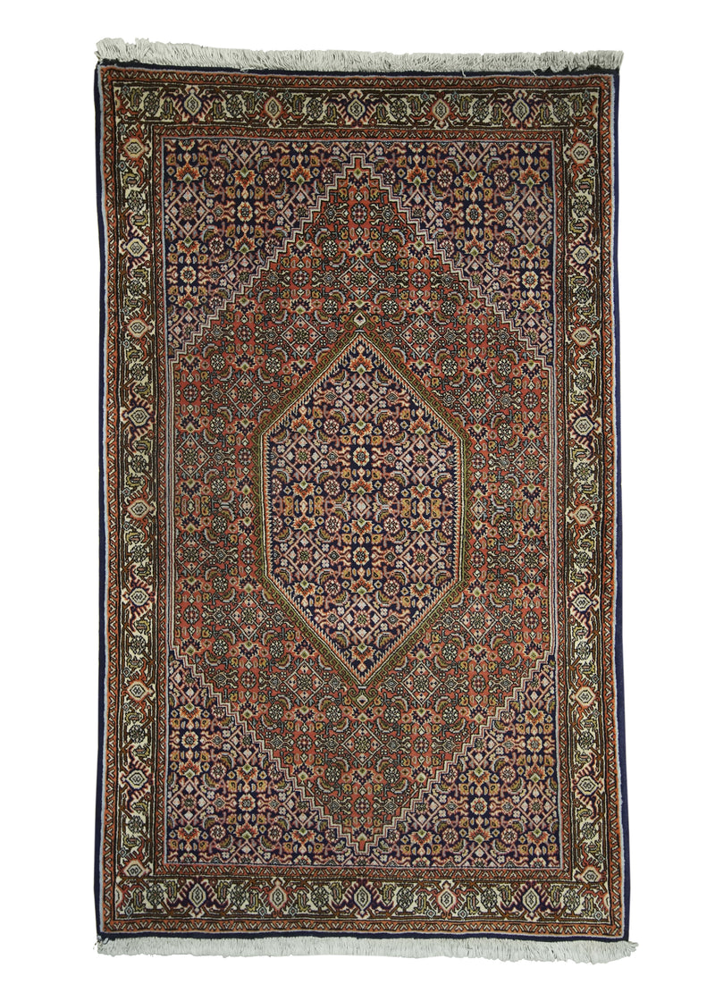 A28216 Persian Rug Bijar Handmade Area Traditional 2'11'' x 4'11'' -3x5- Red Blue Geometric Design