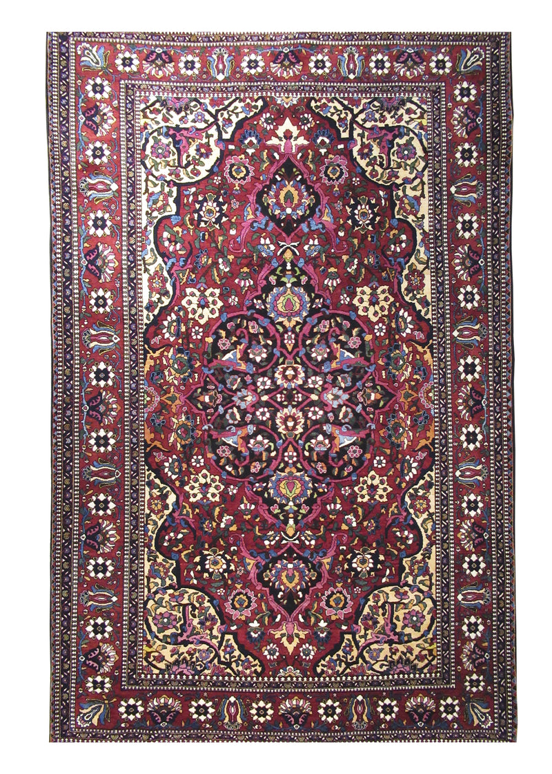 A28227 Persian Rug Toodeshk Handmade Area Traditional Antique 7'2'' x 10'8'' -7x11- Red Floral Design