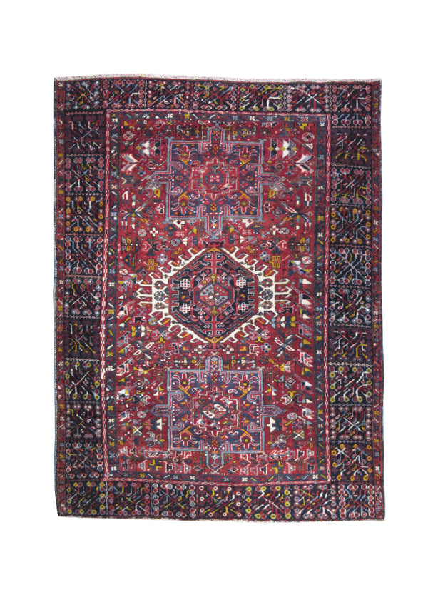 A28235 Persian Rug Gharajeh Handmade Area Tribal 4'10'' x 6'1'' -5x6- Red Geometric Design