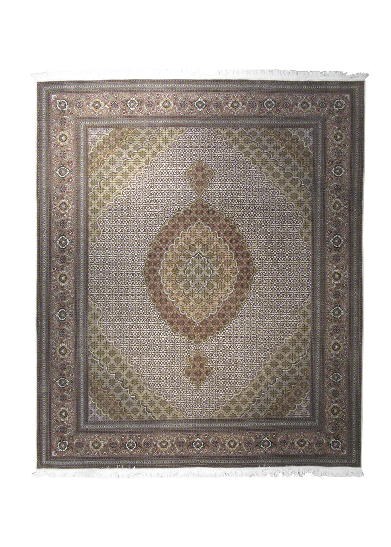 A28264 Persian Rug Tabriz Handmade Area Traditional 8'3'' x 9'11'' -8x10- Whites Beige Pink Green Mahi Fish Floral Design