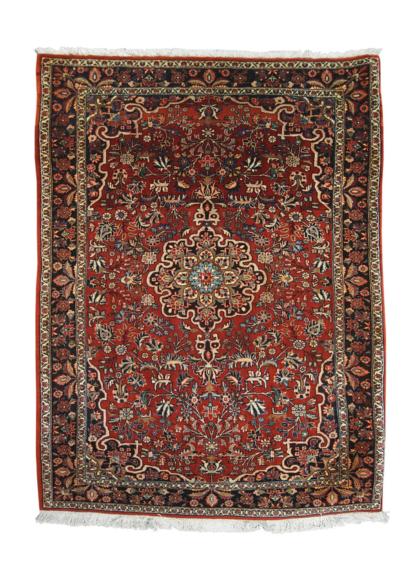 A28280 Persian Rug Bijar Handmade Area Traditional 3'8'' x 5'2'' -4x5- Red Floral Design
