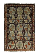 A28291 Oriental Rug Pakistani Handmade Area Transitional 1'5'' x 2'1'' -1x2- Brown Geometric Design
