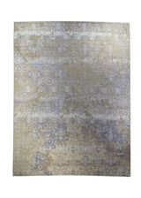 A28307 Oriental Rug Indian Handmade Area Modern 7'9'' x 10'2'' -8x10- Whites Beige Blue Erased Floral Abstract Design