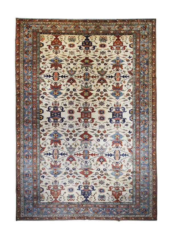 A28360 Oriental Rug Pakistani Handmade Area Transitional Tribal 9'10'' x 14'1'' -10x14- Whites Beige Blue Red Kazak Geometric Design