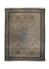 A28363 Persian Rug Shiraz Handmade Area Tribal Neutral 10'5'' x 13'5'' -10x13- Brown Whites Beige Gray Geometric Design