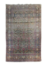 A28383 Persian Rug Isfahan Handmade Area Traditional 4'6'' x 6'10'' -5x7- Red Blue Floral Design