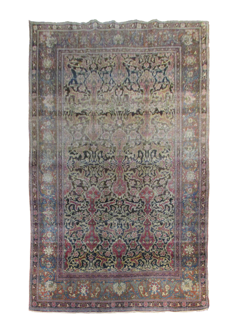 A28383 Persian Rug Isfahan Handmade Area Traditional 4'6'' x 6'10'' -5x7- Red Blue Floral Design