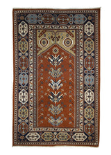A28393 Oriental Rug Chinese Handmade Area Tribal 3'4'' x 5'4'' -3x5- Red Blue Varamin Geometric Design