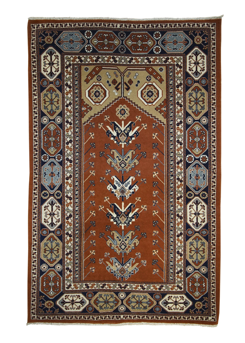 A28393 Oriental Rug Chinese Handmade Area Tribal 3'4'' x 5'4'' -3x5- Red Blue Varamin Geometric Design