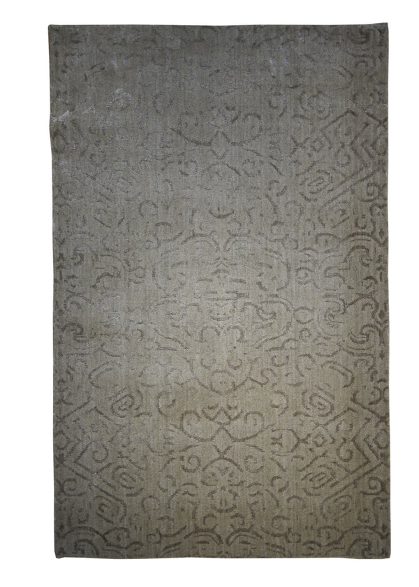 A28407 Oriental Rug Indian Handmade Area Modern Neutral 3'6'' x 5'5'' -4x5- Whites Beige Geometric Design