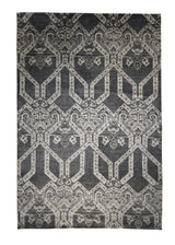 A28429 Oriental Rug Indian Handmade Area Transitional 4'0'' x 5'11'' -4x6- Gray Geometric Design