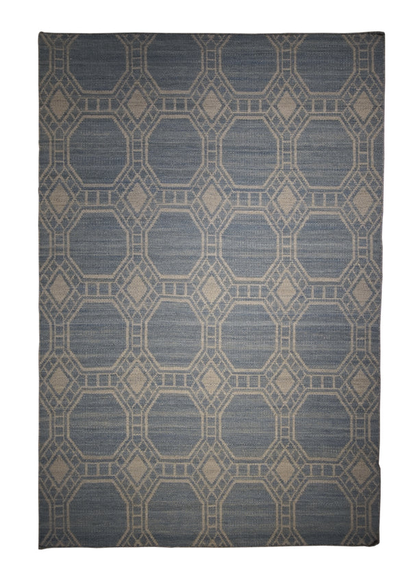 A28458 Oriental Rug Indian Handmade Area Transitional 4'2'' x 6'2'' -4x6- Blue Whites Beige Floral Design