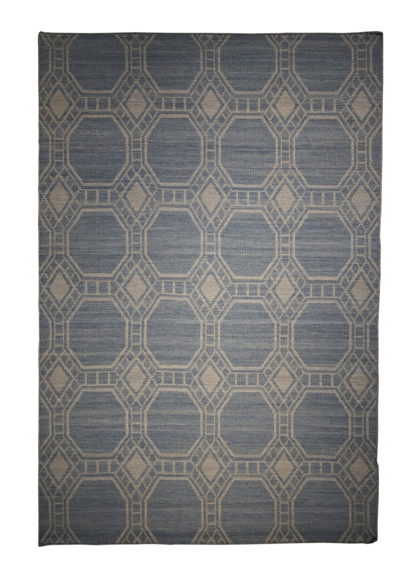 A28458 Oriental Rug Indian Handmade Area Transitional 4'2'' x 6'2'' -4x6- Blue Whites Beige Floral Design