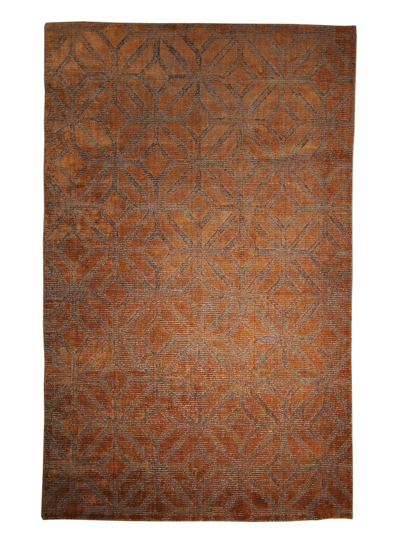 A28467 Oriental Rug Indian Handmade Area Transitional 3'6'' x 5'6'' -4x6- Red Floral Design