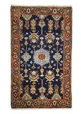 A28469 Oriental Rug Indian Handmade Area Transitional 3'1'' x 5'1'' -3x5- Blue Red Floral Design