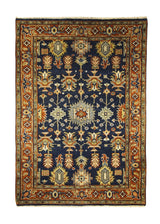 A28474 Oriental Rug Indian Handmade Area Transitional 4'1'' x 6'0'' -4x6- Blue Red Floral Design