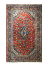 A28511 Persian Rug Kashan Handmade Area Traditional 9'10'' x 16'3'' -10x16- Red Blue Floral Toranj Mehrab Design