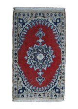 A28513 Persian Rug Tabas Handmade Area Traditional 0'12'' x 2'0'' -1x2- Red Whites Beige Floral Design