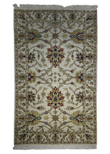A28516 Oriental Rug Indian Handmade Area Transitional 3'0'' x 4'11'' -3x5- Whites Beige Green Floral Oushak Design