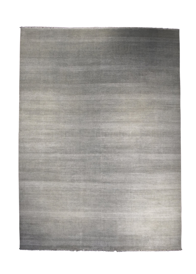 A28525 Oriental Rug Indian Handmade Area Modern Neutral 8'11'' x 12'3'' -9x12- Whites Beige Grass Stripes Design