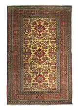 A28638 Oriental Rug Pakistani Handmade Area Transitional Tribal 5'10'' x 8'4'' -6x8- Whites Beige Red Kazak Geometric Design