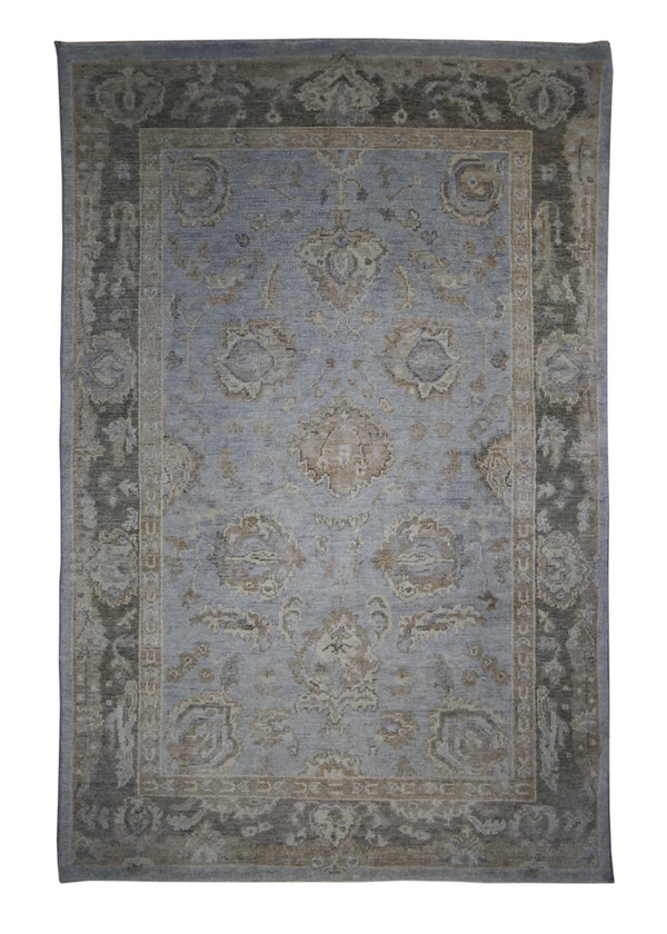 A28653 Oriental Rug Indian Handmade Area Transitional 3'10'' x 5'11'' -4x6- Blue Whites Beige Floral Oushak Design