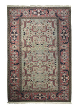 A28656 Oriental Rug Turkish Handmade Area Tribal 5'11'' x 8'9'' -6x9- Green Pink Geometric Design