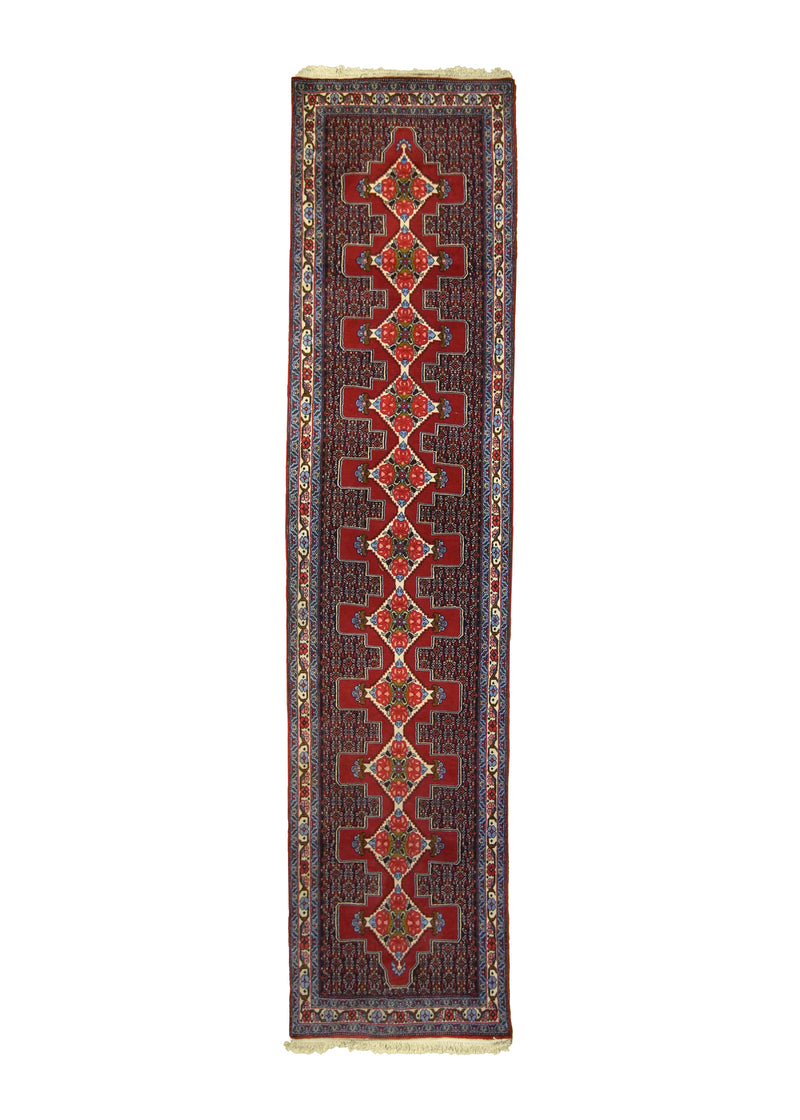 A28658 Persian Rug Bijar Handmade Runner Traditional 3'0'' x 12'9'' -3x13- Red Blue Floral Gol Farang Design