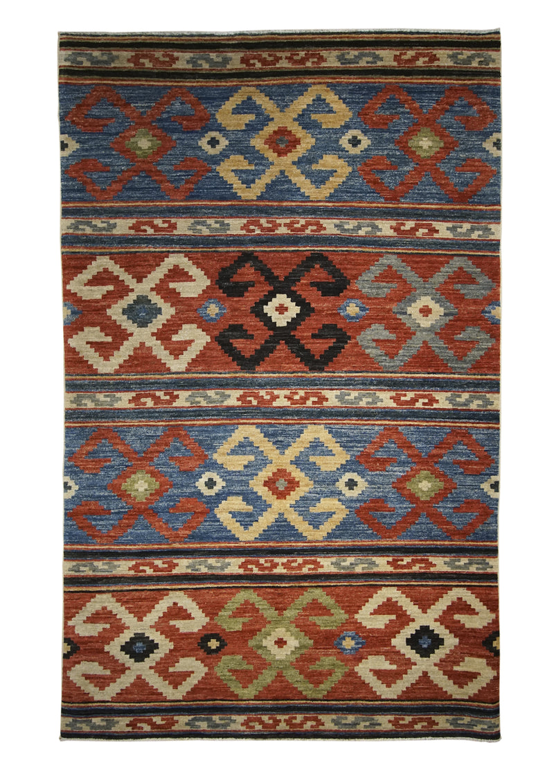 A28702 Oriental Rug Pakistani Handmade Area Transitional 4'0'' x 6'5'' -4x6- Multi-color Shawl Floral Design