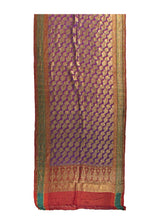 A28739 Oriental Rug Indian Handmade Area Traditional 3'7'' x 15'4'' -4x15- Purple Multi-color Yellow Gold Tapestry Saree Floral Design