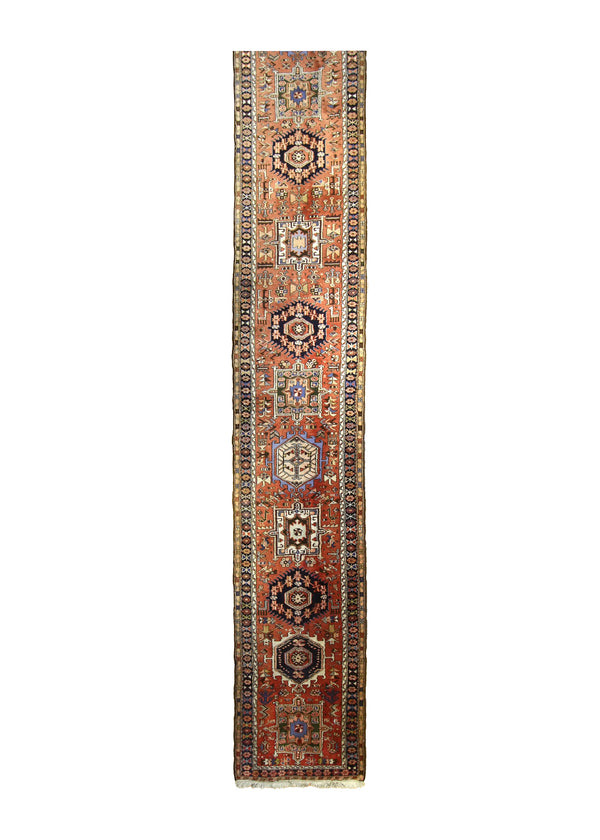 A28763 Persian Rug Gharajeh Handmade Runner Tribal 2'9'' x 22'2'' -3x22- Red Geometric Design