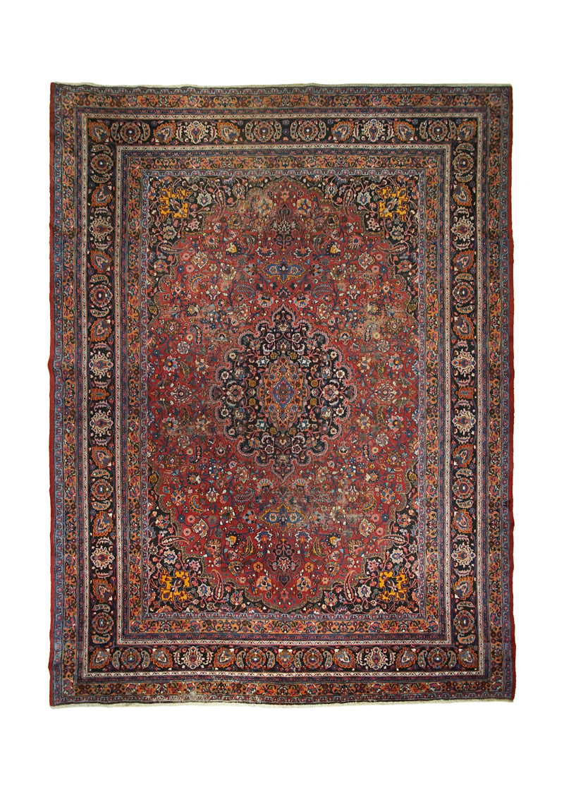 A28794 Persian Rug Mashhad Handmade Area Traditional 10'5'' x 13'11'' -10x14- Red Blue Floral Design