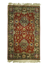 A28803 Oriental Rug Indian Handmade Area Transitional 3'0'' x 5'0'' -3x5- Red Green Floral Oushak Design