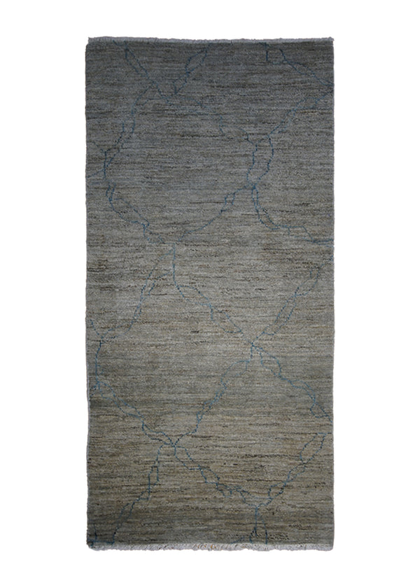 A28825 Oriental Rug Pakistani Handmade Area Transitional Neutral 2'5'' x 5'0'' -2x5- Whites Beige Blue Gabbeh Geometric Design