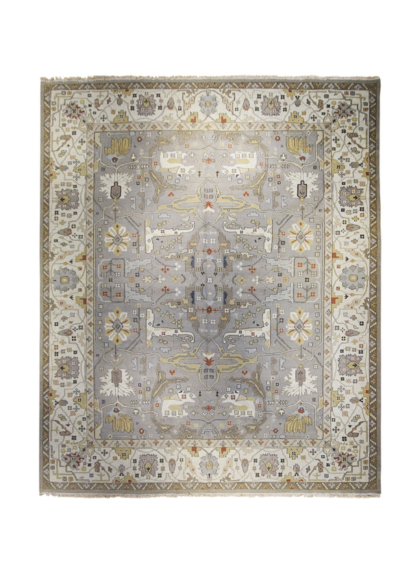 A28861 Oriental Rug Indian Handmade Area Transitional Tribal 12'0'' x 14'8'' -12x15- Gray Whites Beige Geometric Serapi Design