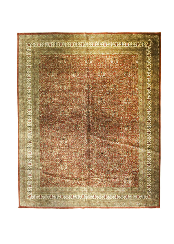 A28862 Oriental Rug Indian Handmade Area Transitional 11'11'' x 14'8'' -12x15- Red Green Floral Design