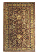 A28878 Oriental Rug Pakistani Handmade Area Transitional 5'7'' x 8'8'' -6x9- Brown Yellow Gold Antique Washed Oushak Floral Design
