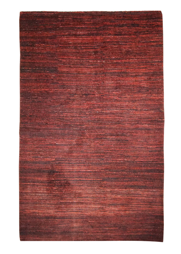 A28921 Oriental Rug Pakistani Handmade Area Transitional Tribal 4'0'' x 6'4'' -4x6- Red Black Gabbeh Stripes Design