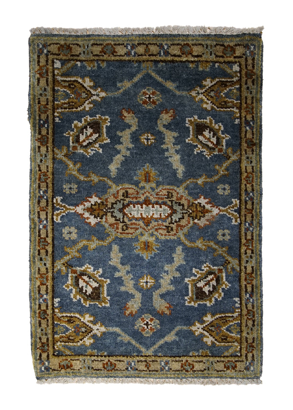 A28947 Oriental Rug Indian Handmade Area Transitional Tribal 2'0'' x 3'0'' -2x3- Blue Red Geometric Serapi Design