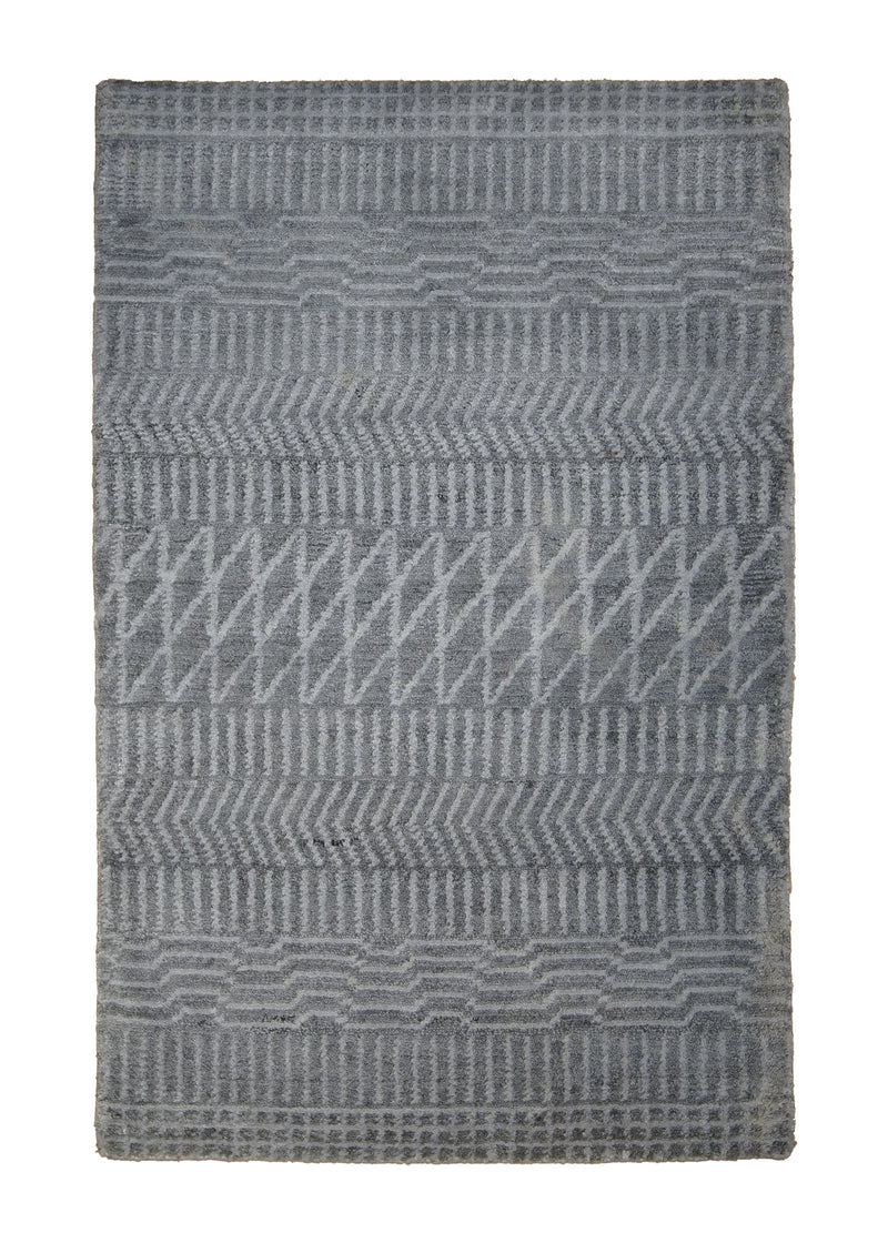 A28958 Oriental Rug Indian Handmade Area Modern Neutral 2'0'' x 3'0'' -2x3- Whites Beige Geometric Stripes Design