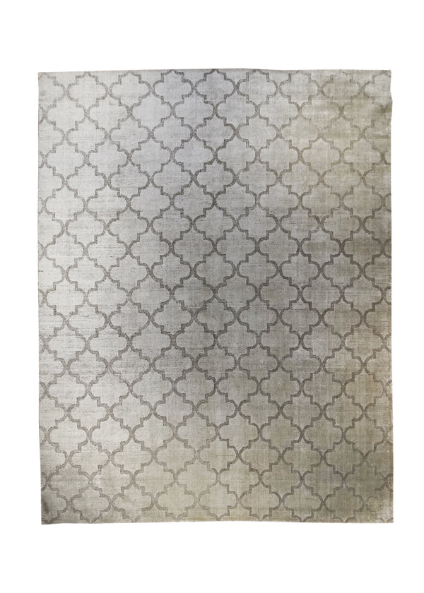 A28983 Oriental Rug Indian Handmade Area Modern Neutral 7'12'' x 9'11'' -8x10- Brown Geometric Design