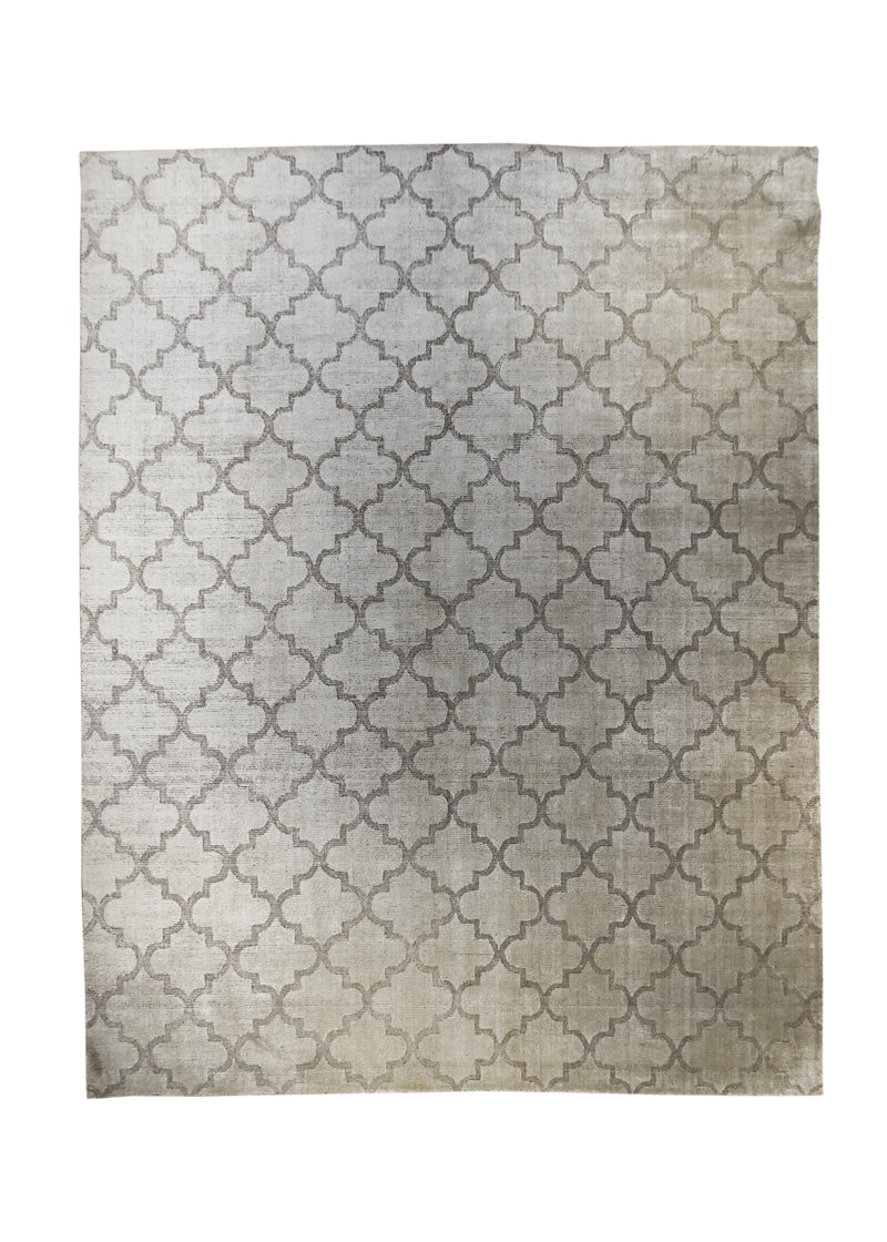 A28983 Oriental Rug Indian Handmade Area Modern Neutral 7'12'' x 9'11'' -8x10- Brown Geometric Design